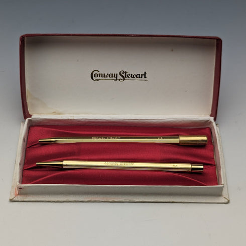 British vintage Conway Stewart pencil and ballpoint pen set in case